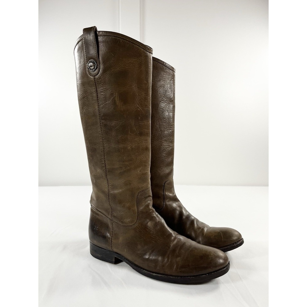 Frye Original Melissa Button Tall‎ Riding Boots 15582 Slate Leather Womens 10